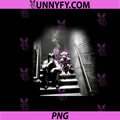 Dark Wizard And Small Elf Sitting On Stairs PNG, Moody Fantasy Scene Art PNG