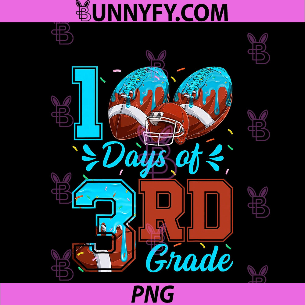 100 Days Of 3rd Grade PNG, Football 100th Day Of School PNG