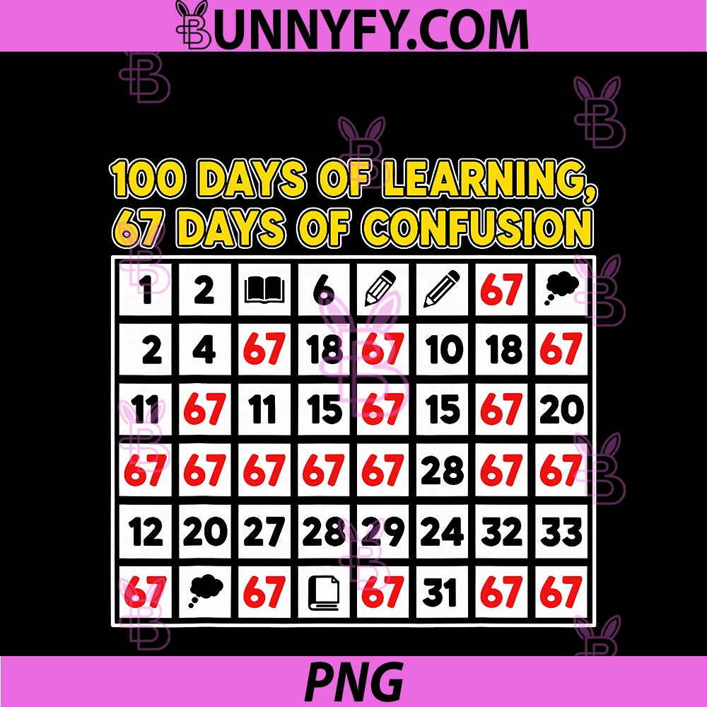 100 Days Of School 100 Days PNG, Of Learning 67 Days Of Confusion PNG