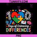 100 Days Of School PNG, Embracing Differences Autism Support Kids PNG