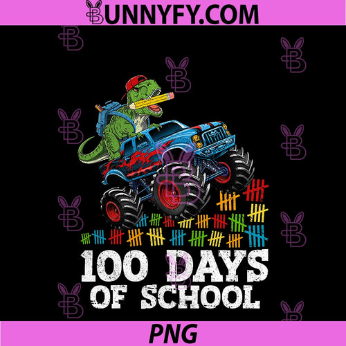 100 Days Of School PNG, Monster Truck Dino 100th Day School Boys PNG