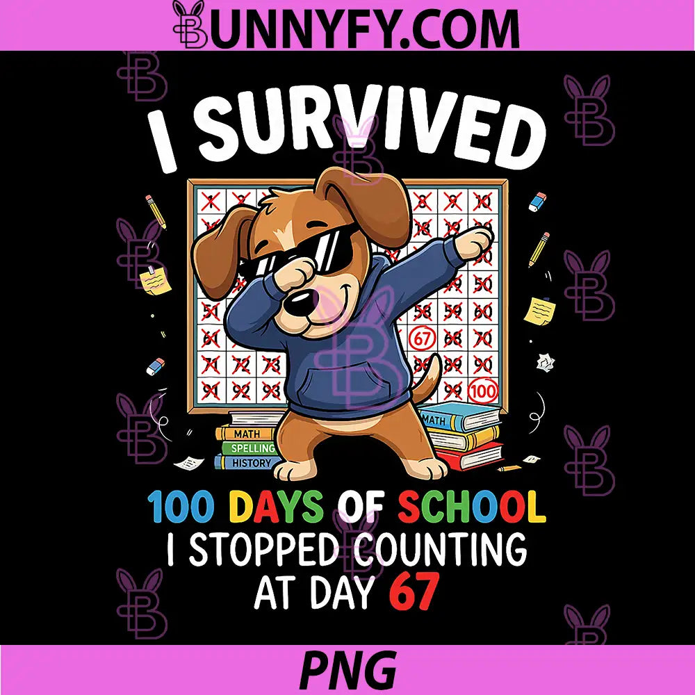 100 Days of School PNG, 67 Humor Dabbing Dog Students Teachers PNG