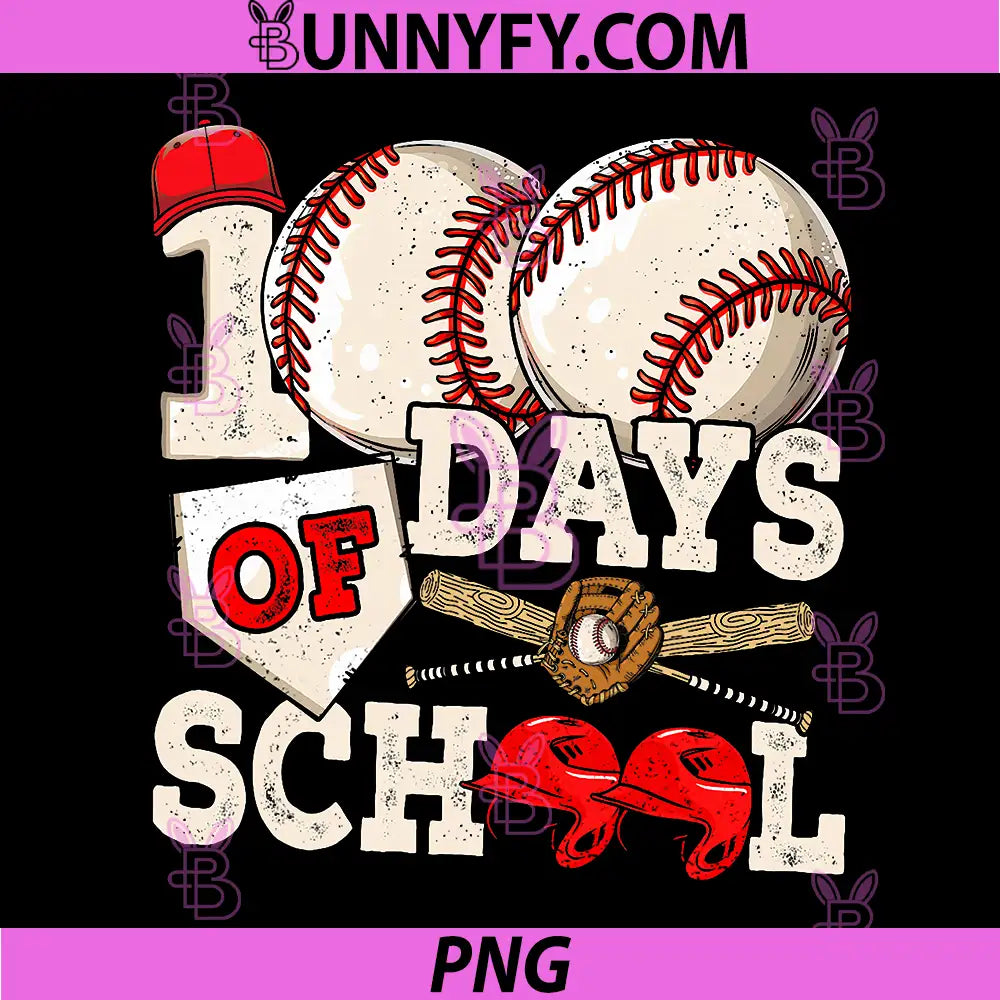 100 Days of School Baseball PNG, 100th Day of School Teacher PNG