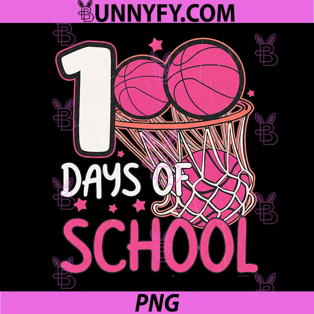 100 Days of School PNG, Basketball Pink Sports Player PNG