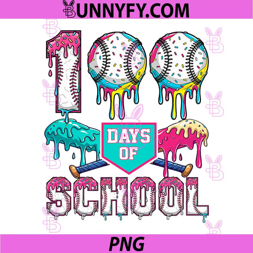 100 Days of School PNG, 100th Day of School Baseball PNG