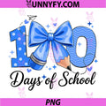 100 Days Of School Blue Bow PNG, Cute Pencil Coquette Design PNG