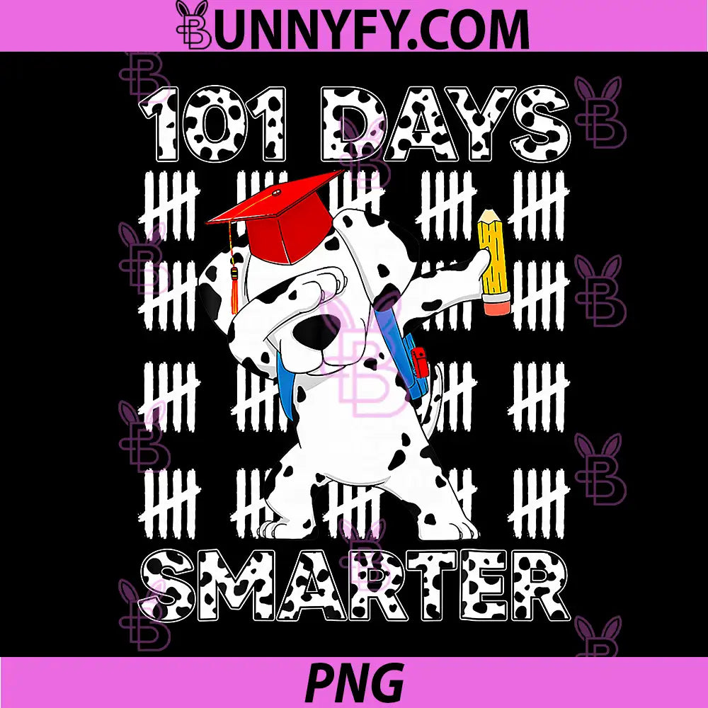 100 Days of School PNG, Dalmatian Dog 100 Days Smarter PNG