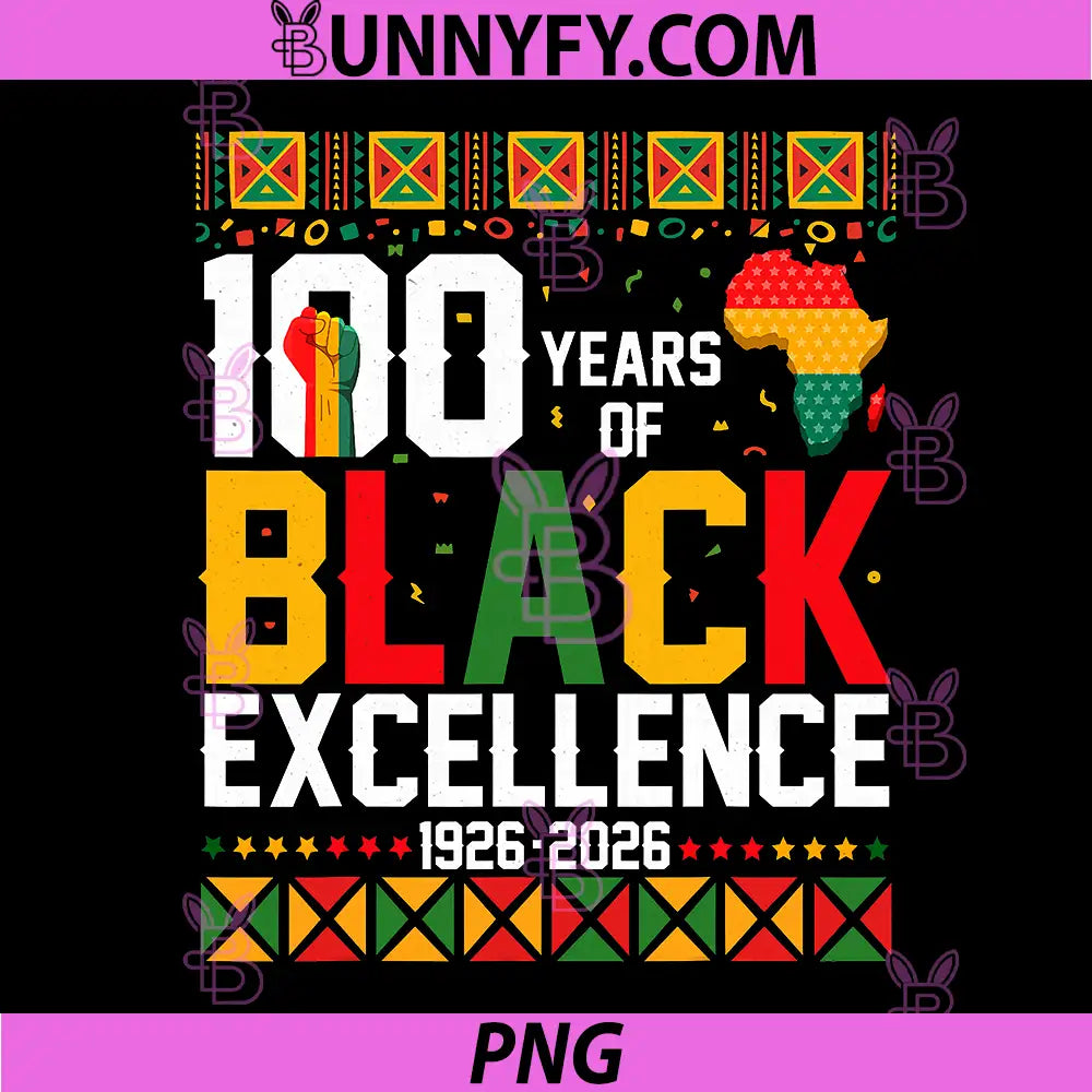 Black Excellence 100 Years Celebration PNG, Afro Pride Power Fist PNG