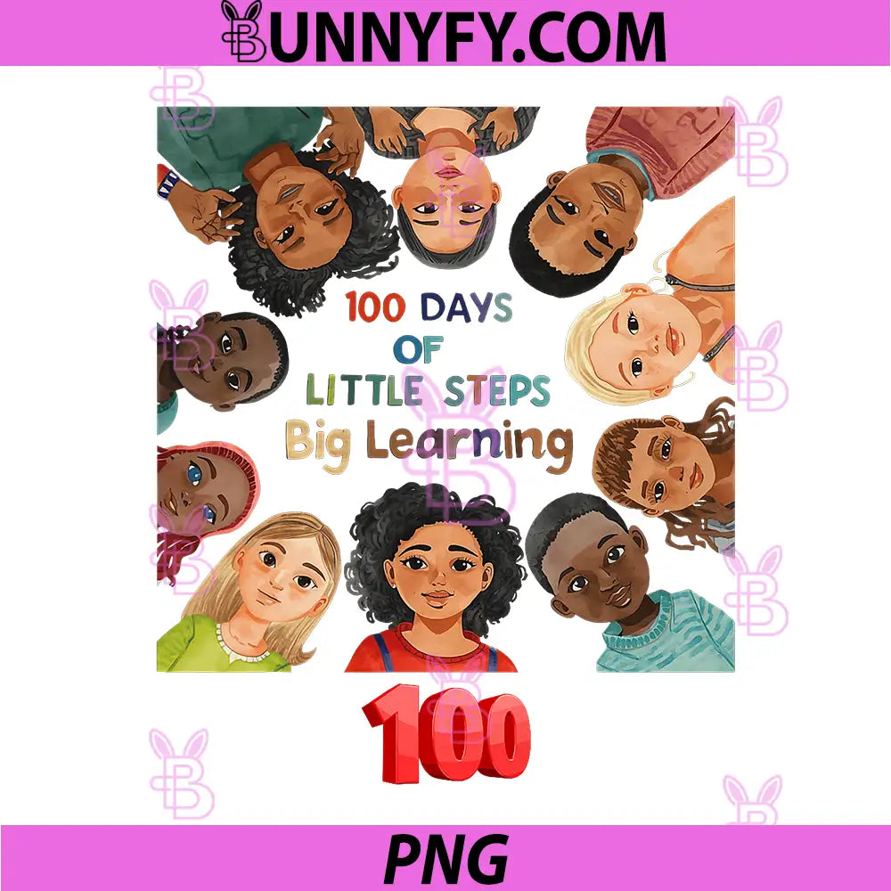 100 Days Of Little Steps Big Learning PNG, Cute Kids School Design PNG