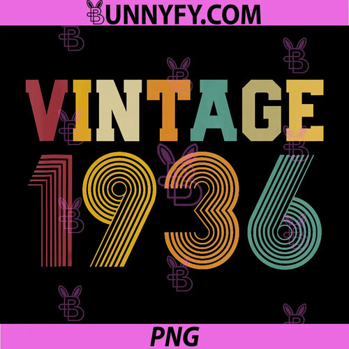 1936 90th Birthday PNG, Vintage 90 Years Old Retro PNG