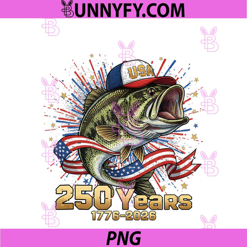 250 America Years 1776 2026 Fishing USA Flag PNG, 250th July 4th PNG