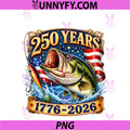 250 America 1776 2026 PNG, Bass Fishing USA Flag 250th Birthday PNG
