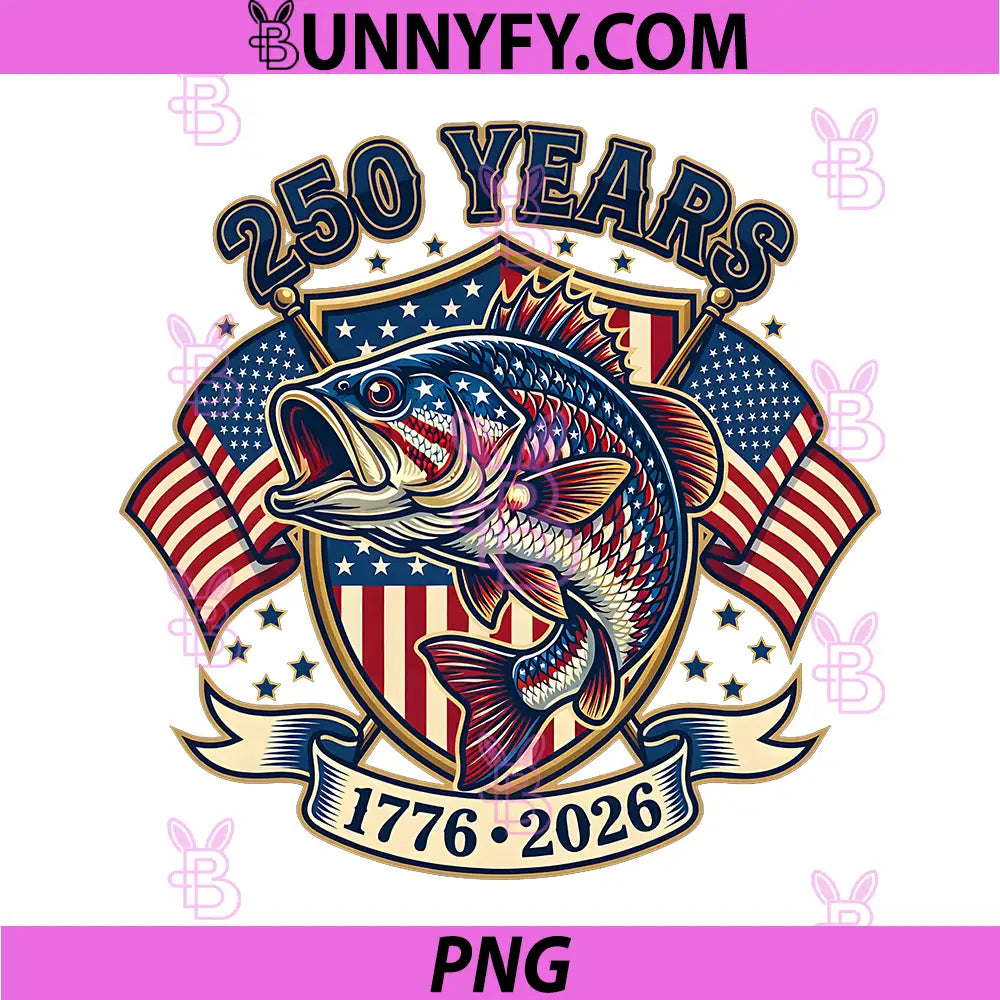 250 America Years 1776 2026 PNG, Fishing USA Flag 250th Birthday PNG
