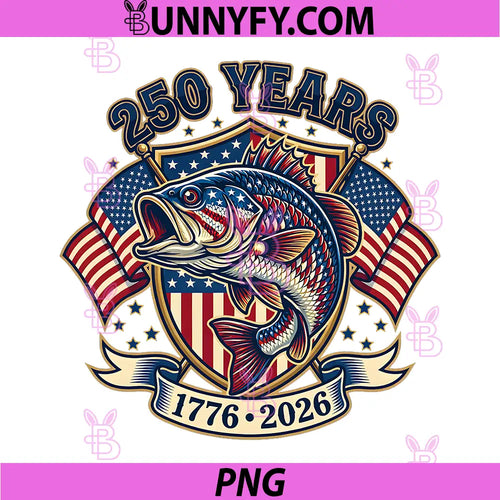 250 America Years 1776 2026 PNG, Fishing USA Flag 250th Birthday PNG