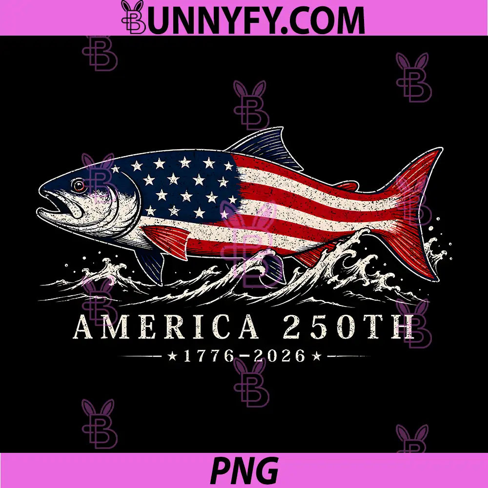 250 America Years 1776 2026 PNG, Fishing USA Flag 250th Birthday PNG