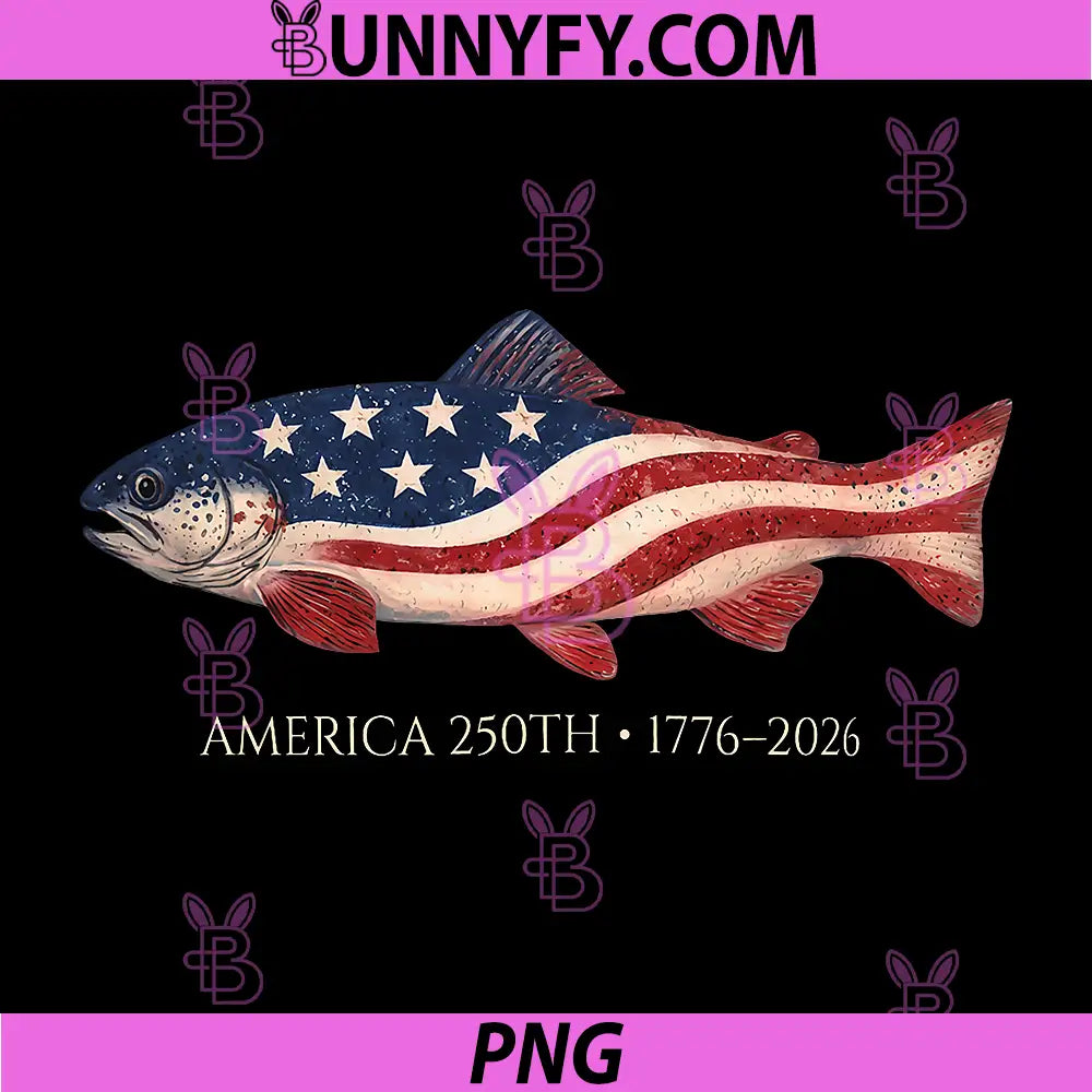 250 America Years 1776 2026 PNG, Fishing USA Flag 250th Birthday PNG
