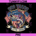 250 America Years 1776 2026 PNG, Fishing USA Flag 250th Birthday PNG