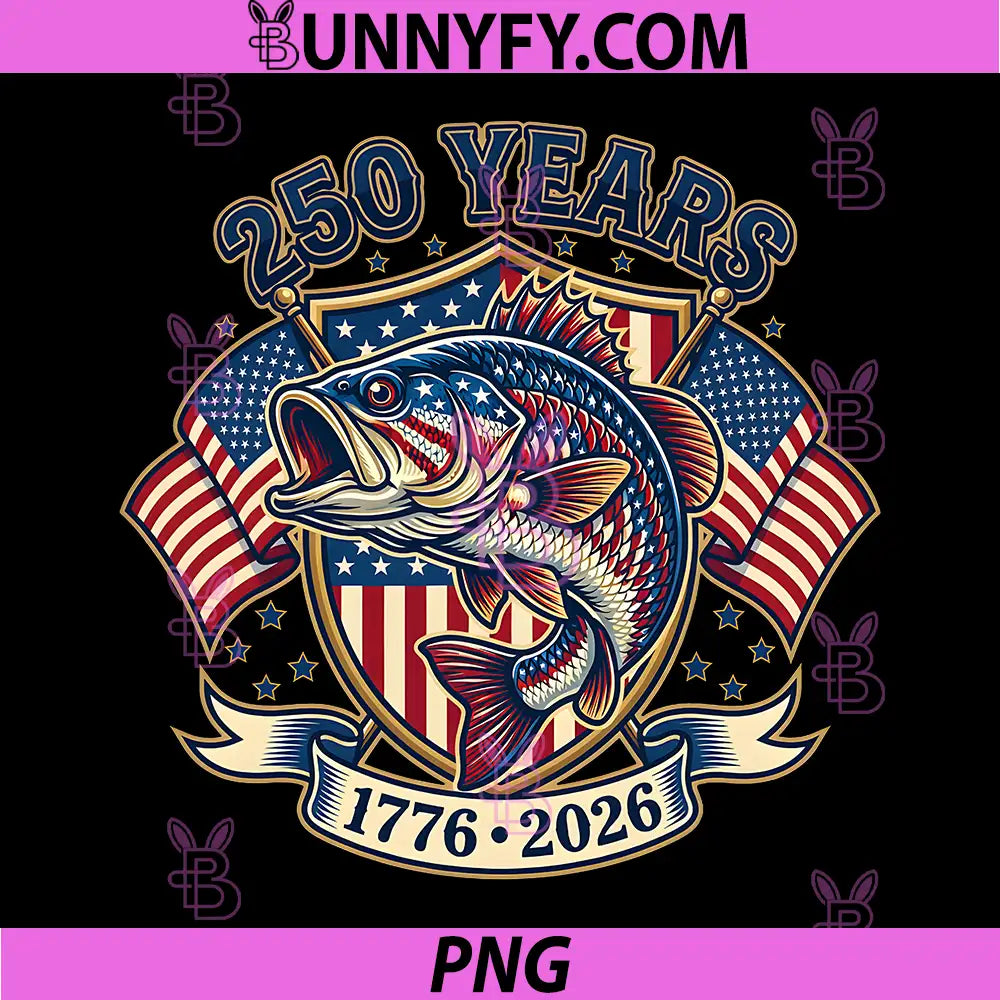 250 America Years 1776 2026 PNG, Fishing USA Flag 250th Birthday PNG