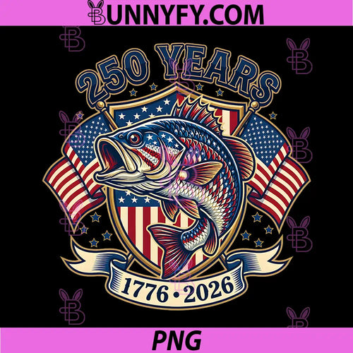 250 America Years 1776 2026 PNG, Fishing USA Flag 250th Birthday PNG