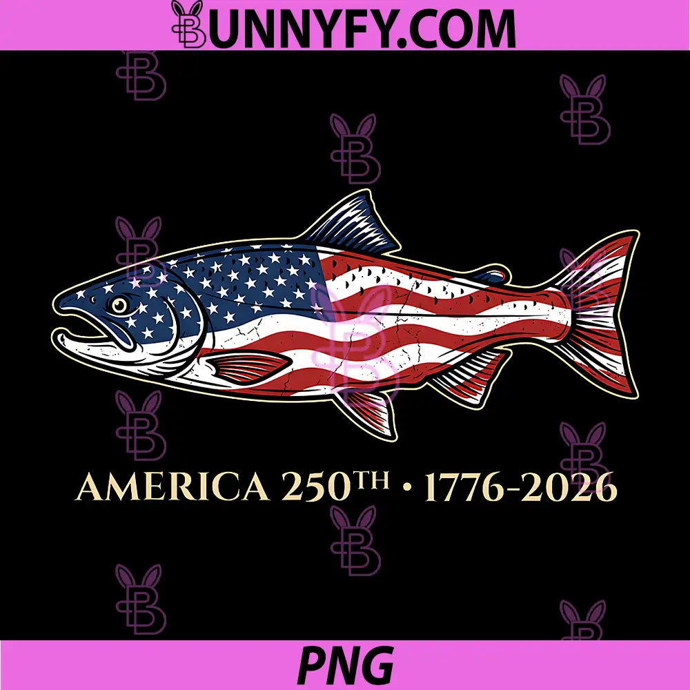 250 America Years 1776 2026 PNG, Fishing USA Flag 250th Birthday PNG