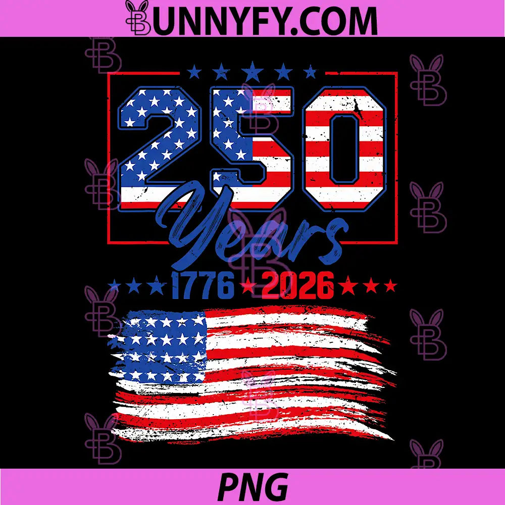 250 America Years 1776 2026 PNG, USA American Flag 4th of July PNG