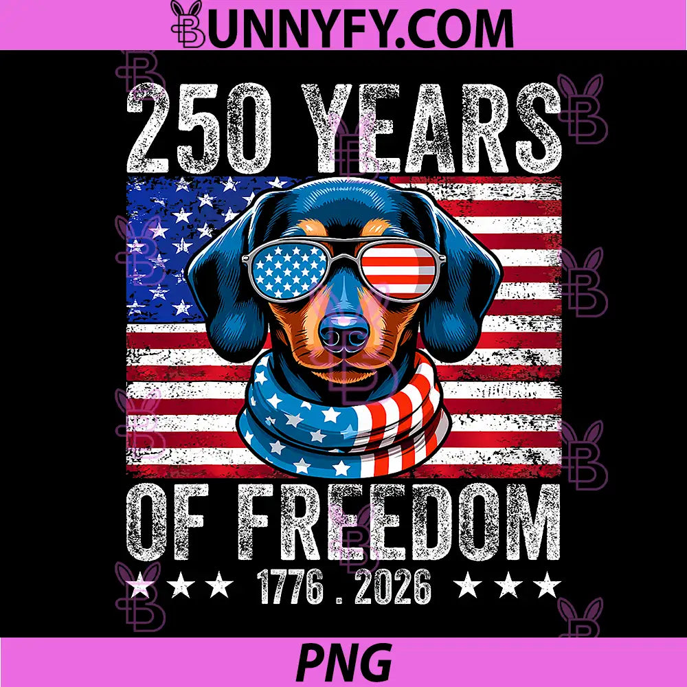 250 Anniversary USA Dog PNG, Dachshund 4th of July PNG