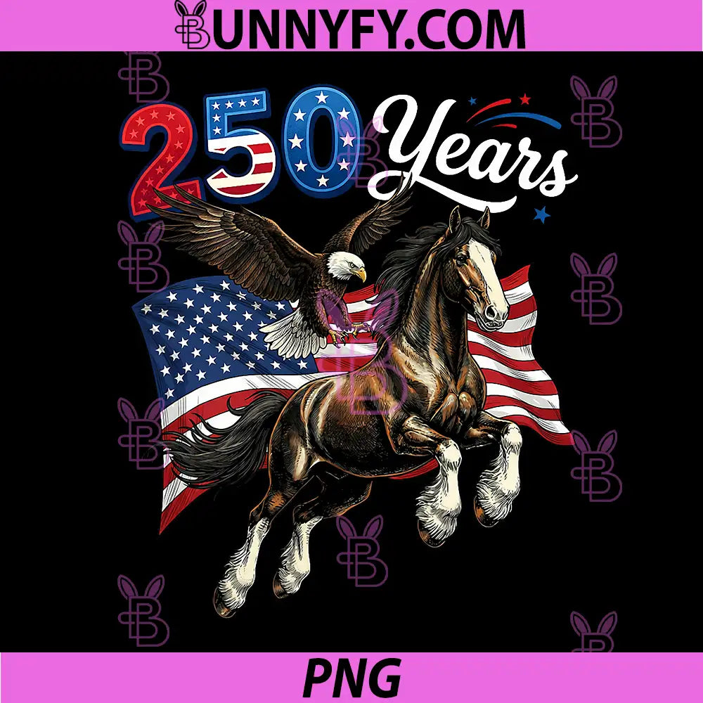 250 Anniversary USA Flag PNG, Horse & Eagle 250th 4th of July PNG
