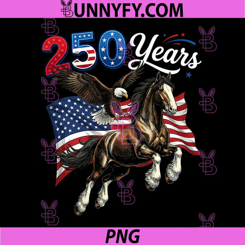 250 Anniversary USA Flag PNG, Horse & Eagle 250th 4th of July PNG