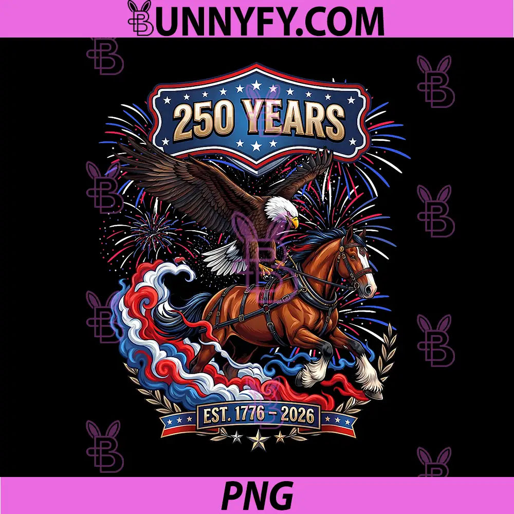250 Anniversary USA Flag PNG, Horse & Eagle 250th 4th of July PNG