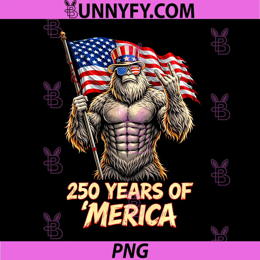 250 Anniversary USA Flag PNG, Patriotic July 4th Bigfoot Performance PNG
