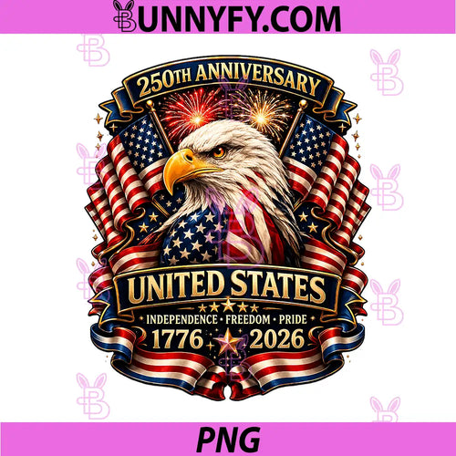 250 Anniversary USA Patriotic PNG, Eagle 250th 4th of July 2026 PNG