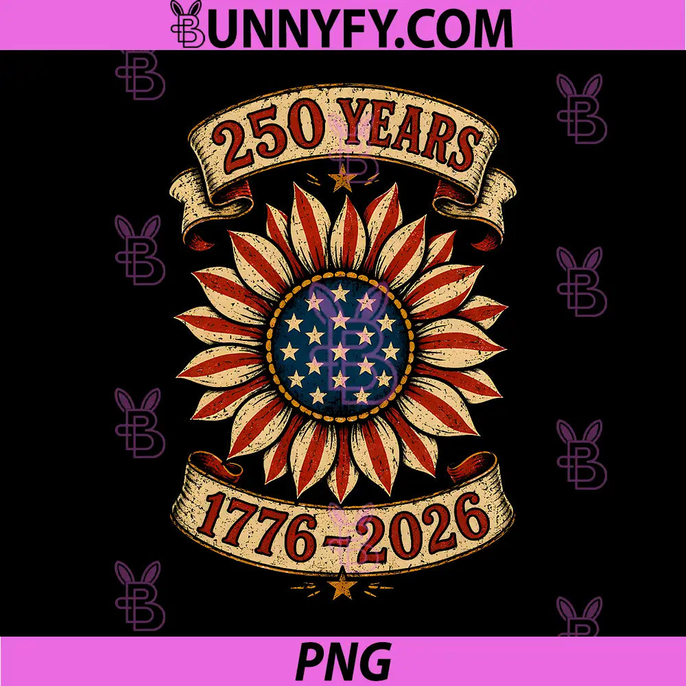 250 Anniversary USA Sunflower PNG, 4th of July Patriotic PNG