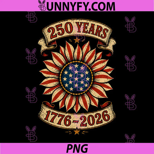 250 Anniversary USA Sunflower PNG, 4th of July Patriotic PNG