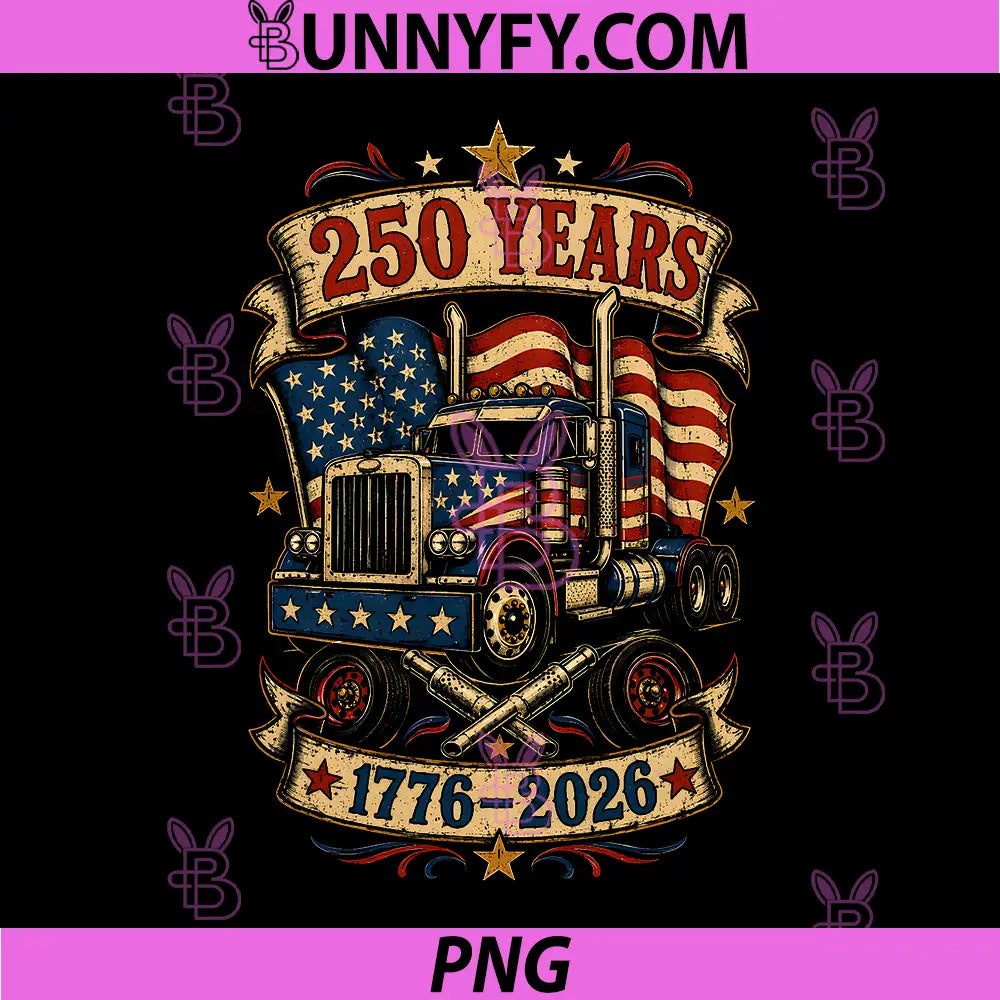 250 Anniversary USA Trucker PNG, 4th of July Patriotic PNG