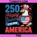 250 Happy Birthday America 2026 PNG, Eagle Flag Hearts Cute PNG