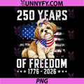 250 USA Years 1776 2026 PNG, Funny Shih Tzu Dog 250th Anniversary PNG