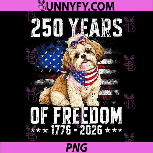 250 USA Years 1776 2026 PNG, Funny Shih Tzu Dog 250th Anniversary PNG