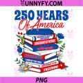 250 USA Years of America 1776 2026 PNG, Books 250th Anniversary PNG