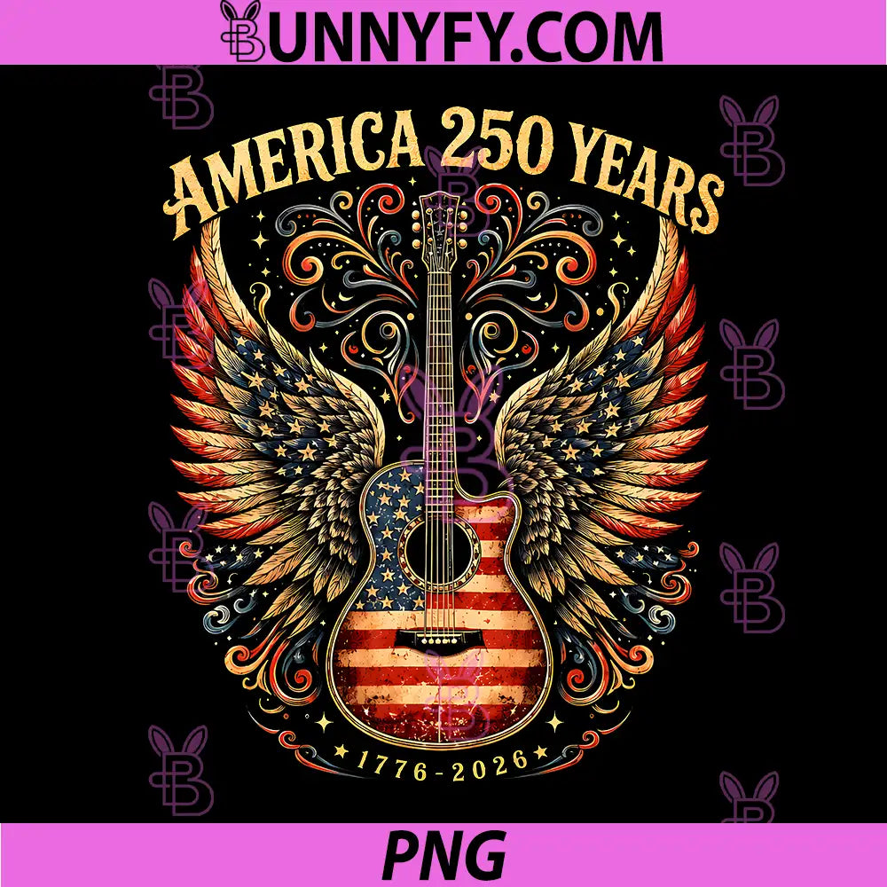 250 Years 1776-2026 Guitar with Wings PNG, Country Concert 250 Years PNG