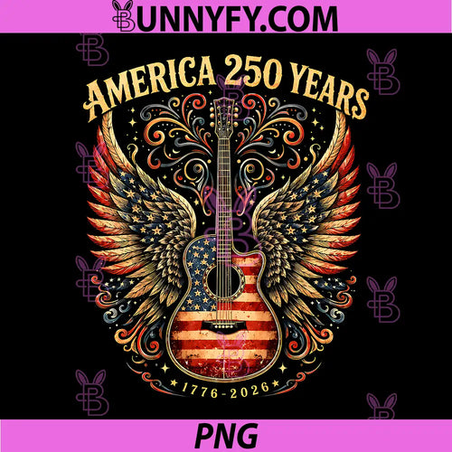 250 Years 1776-2026 Guitar with Wings PNG, Country Concert 250 Years PNG