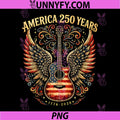 250 Years 1776-2026 PNG, Guitar with Wings Country Concert USA PNG
