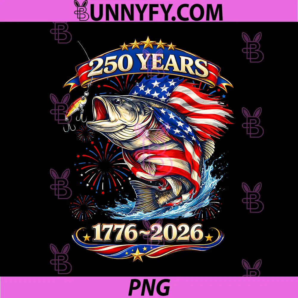 250 Years 1776-2026 Trout PNG, Fishing 250th Anniversary 4th July PNG