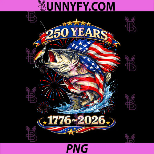 250 Years 1776-2026 Trout PNG, Fishing 250th Anniversary 4th July PNG