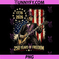 250 Years 1776-2026 USA Flag PNG, Abe Lincoln Playing Guitar PNG