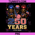 250 Years 1776 2026 Dachshund PNG, Patriotic Dog 4th of July PNG