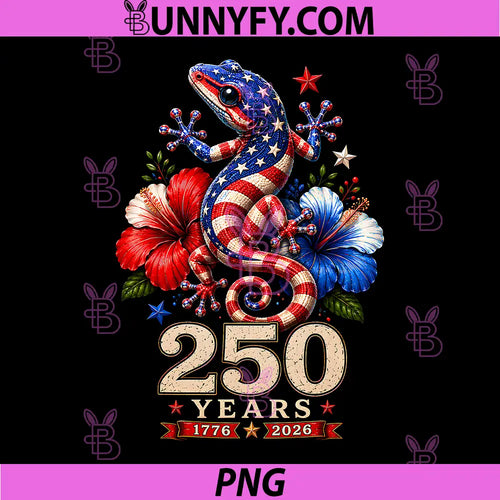 250 Years 1776 2026 Patriotic PNG, Gecko Lizard Funny 4th July PNG