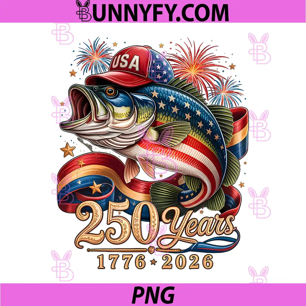 250 Years America 1776 2026 PNG, Fishing USA Flag 250th Birthday PNG