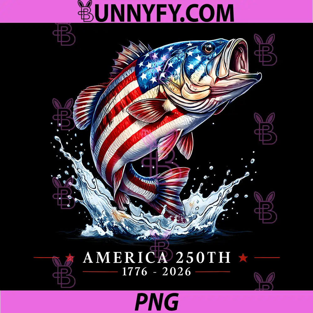 250 Years America 1776 2026 PNG, Fishing USA Flag 250th Birthday PNG