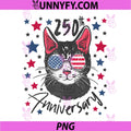 250 Years America 250th Anniversary PNG, USA Flag Sunglasses Cat PNG