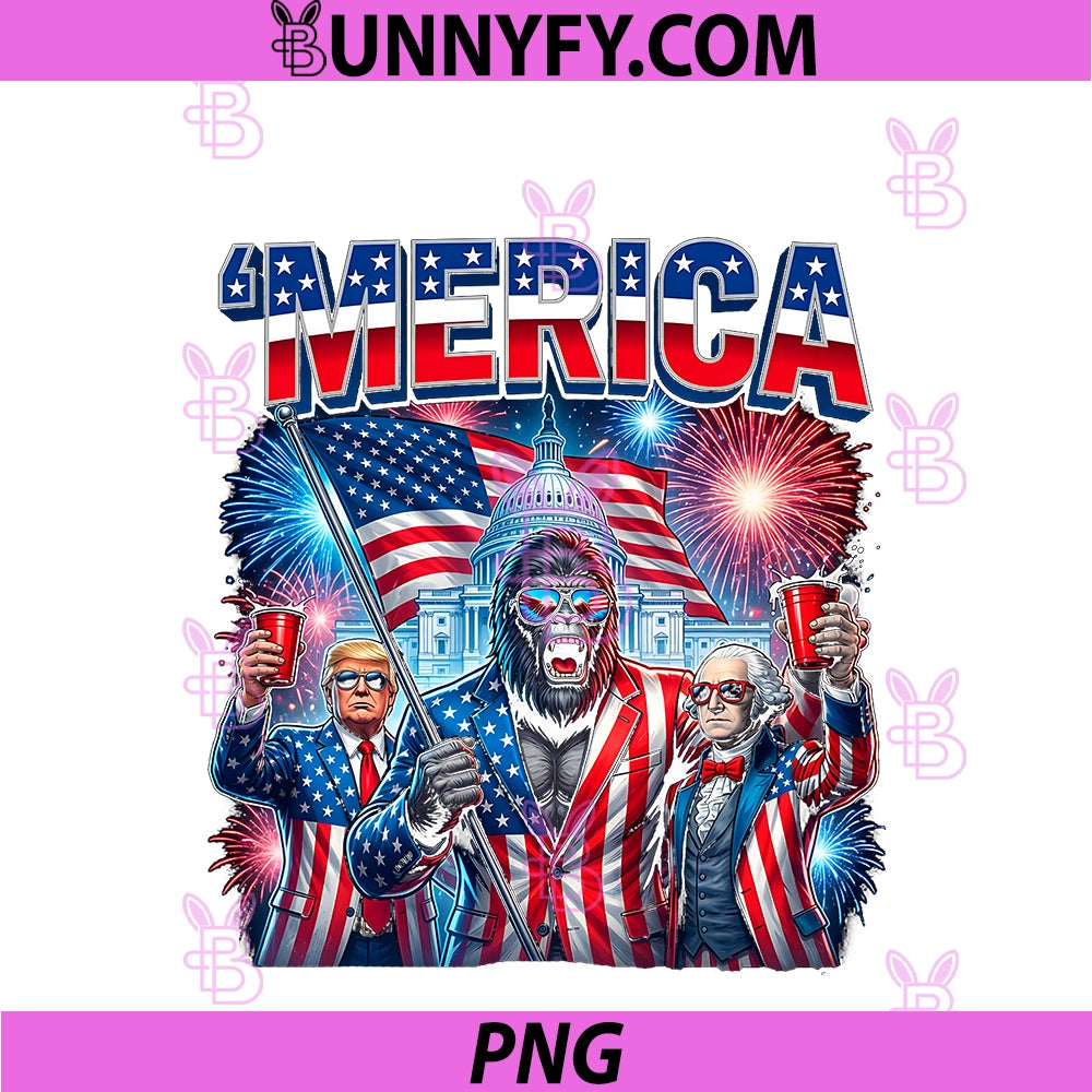 250 Years America Anniversary 250th Trump PNG, Washington Bigfoot PNG